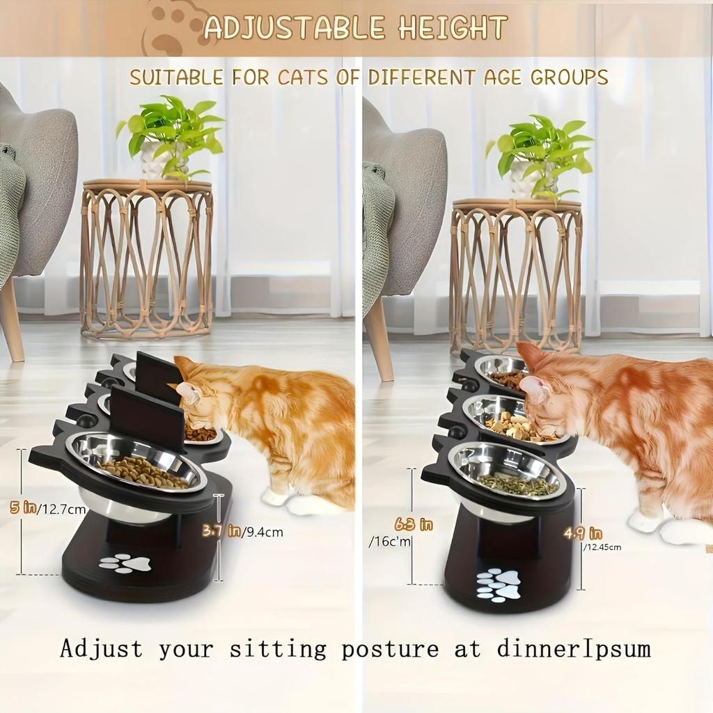 Elevated Pet Feeder with Double Bowls for Food Water, Anti-Vomit Design Dogs Cats Pet Treats Bowl