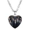 Heart Shaped Pendant Necklace with Group Photo Print Stainless Chain Customizable Jewelry for Everyday Wear