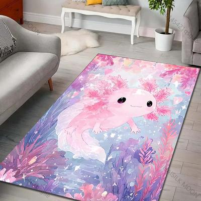 Multiple Sizes Cute Pink Aquatic Creature Print Carpet Rug for Living Room Bedroom Sofa Doormat Home Decor Non-slip Floor Mat