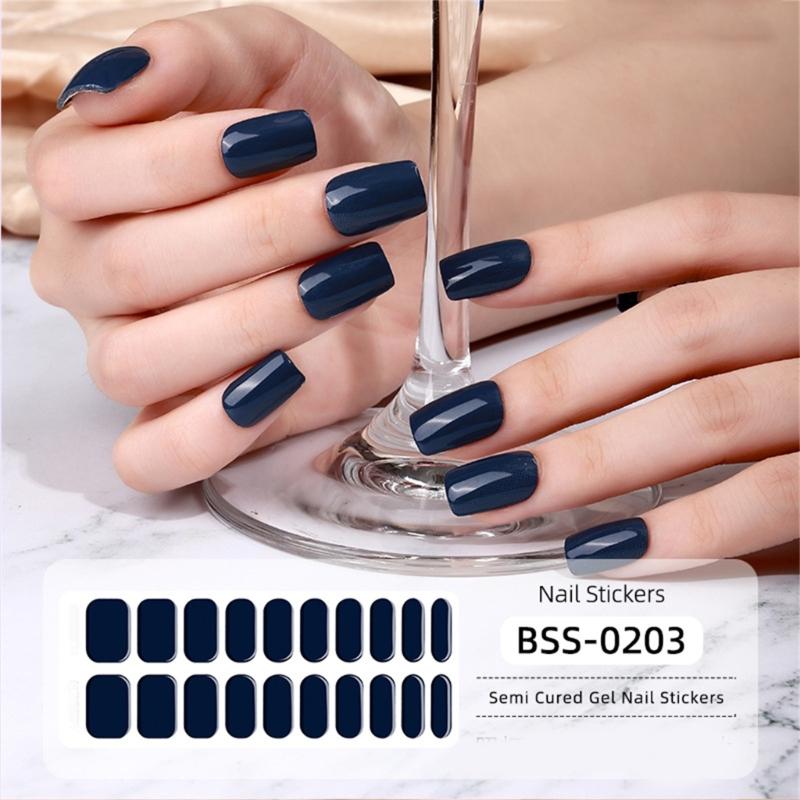 Semi Cured Gel Nail Strips Patches Sliders UV/LED Lamp Cured Adhesive Long Lasting Full Cover Gel Nail Stcikers Manicure