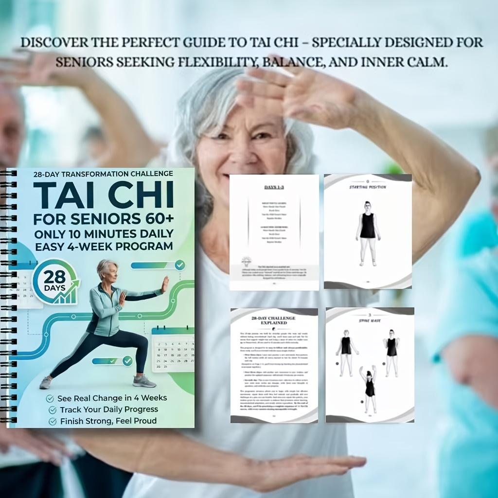 4-bändiges Set Tai Chi Arbeitshefte für Senioren und Anfänger Spiralbindung Mit progressiven Übungen Sanften Routinen Fitnesstraining