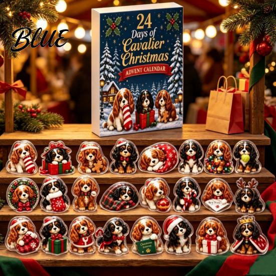 Countdown to Christmas 2026 Dog Advent Calendar, 24 2D Acrylic Puppy Ornaments Calendar Cartoon Festive Pendants for Tree, Holiday Party Home