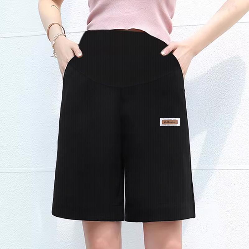High-Waist Maternity Ice Silk Capris - Plus Size, Tummy Support, Loose Fit, Summer Style XXL (75-90 kg)