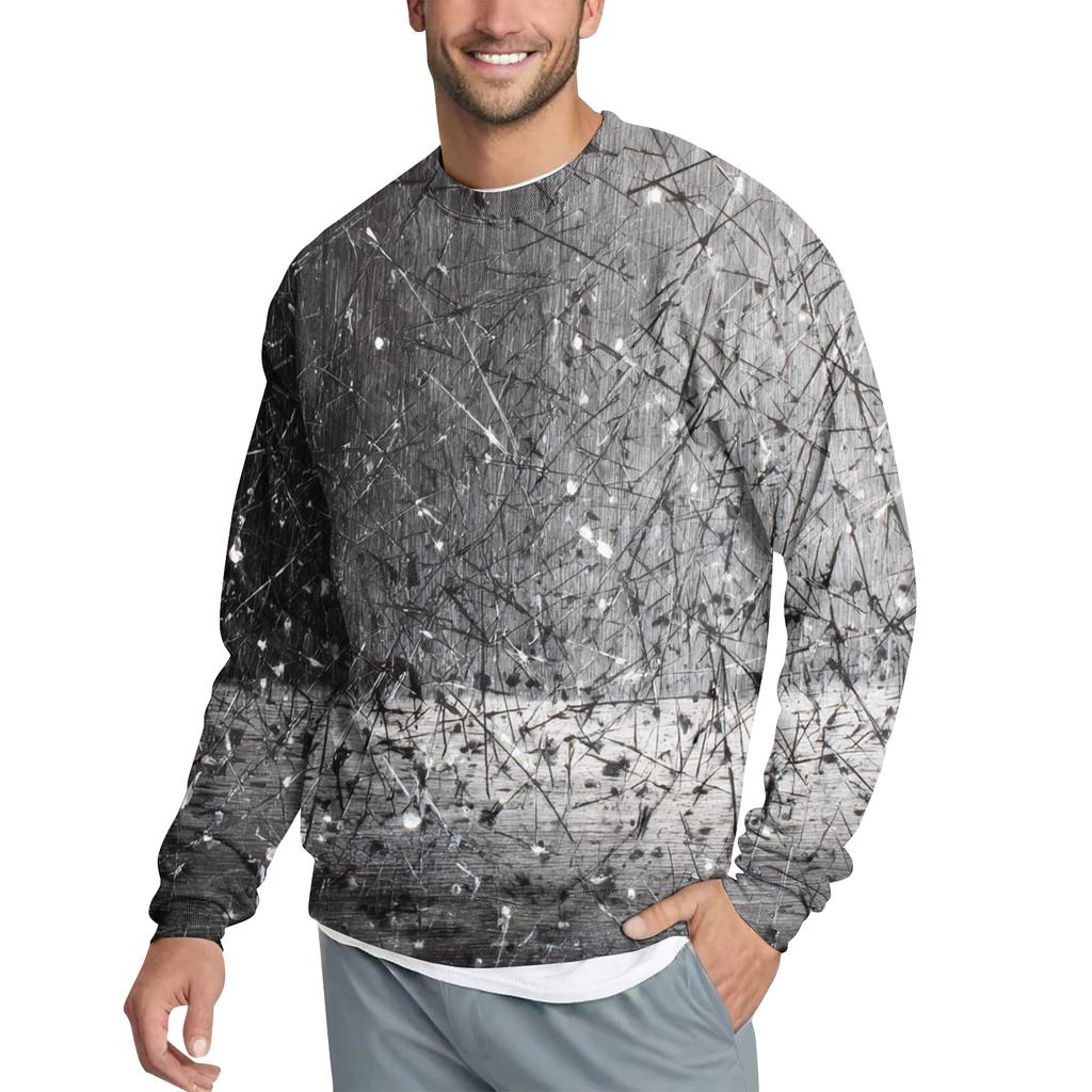 Men's Casual Fashion Printed Round Neck Pullover Sweatshirt