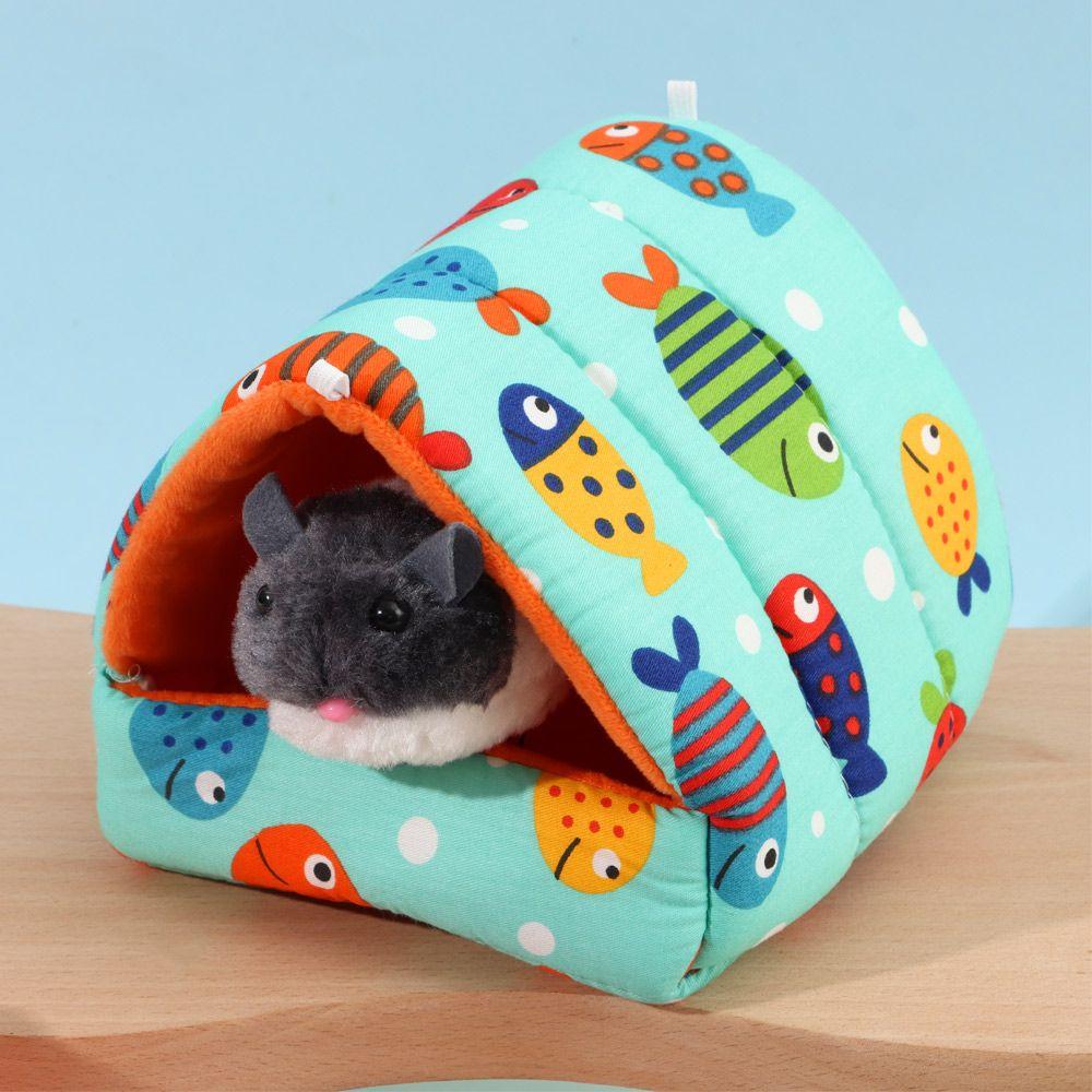 Bunter Mini-Käfig Kaninchen Eichhörnchen Bequemes Kleintier-Schlafbett Meerschweinchen-Nest Warme Matte Hamsterhaus