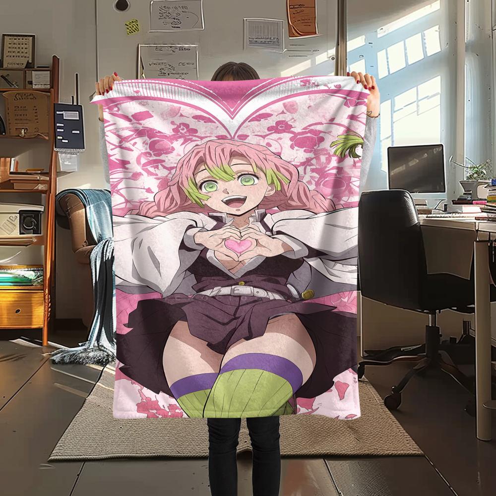 1PC Demon Slayer Print Flannel Blanket, High Quality All Seasons, Home Decor, Warmth and Comfort, Perfect for Christmas Gifts