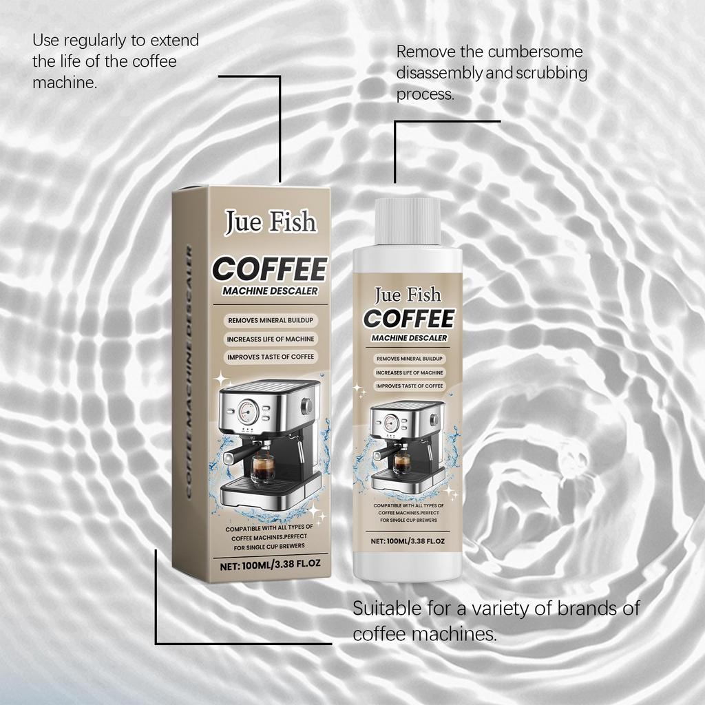 Jue-fish Coffee Machine Descaler Specialized Cleaning Agent for Coffee Machines Limescale Stain Cleaner & Refresher 100ml