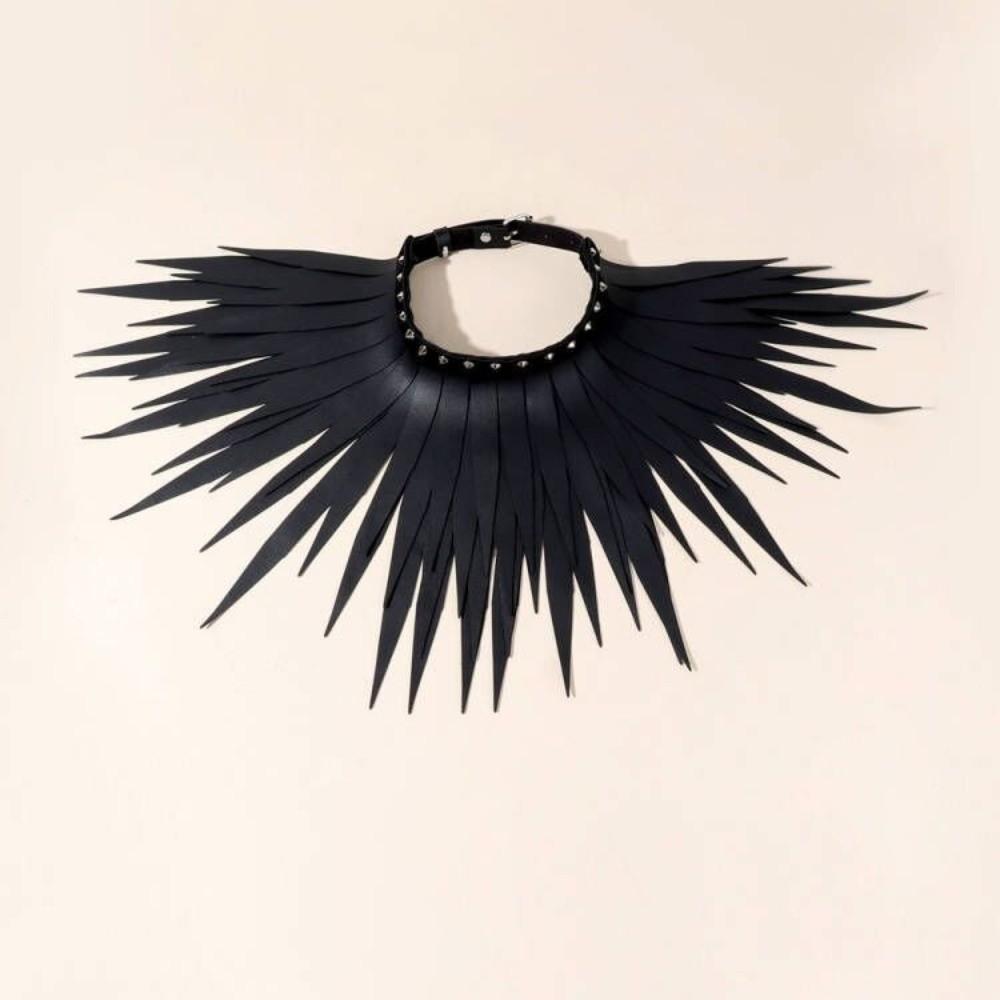 Adjustable Wild Bar Neck Chain Black Leather Necklace Exaggerated PU Leather Necklace Nightclub