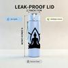 1PC Lotus Meditation Silhouette 750ml Color Plastic Sports Water Bottle Leakproof Flip Straw Lid Suitable for Sports Office Home Use