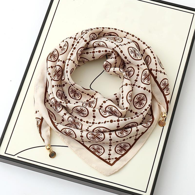 Women's Magnetic Triangle Neck Protection Scarf - Cotton & Linen High-End Square Scarf for Autumn/Winter