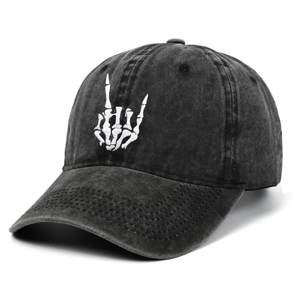 Embroidery Skeleton Hand Pattern Cotton Baseball Cap Low Profile Snap Back Trucker Dad Hat for Men And Women