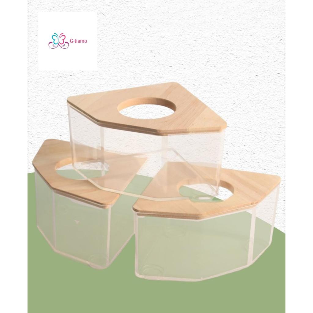 [Zitiamo] Hamster Toilet, Easy to Clean, Splash-Resistant, 15*15*9mm, Hamster House, Sand Bath, Clear, Corner Type, Multi-Function, Deodorizing, Bath,
