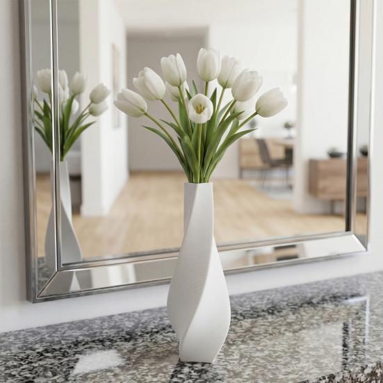 3D Printed Twisted Vase Silk-Like Minimalist Flower Arrangement Holder Nordic Style Decorative Flower Vase for Coffee Table Shelf Office Decor