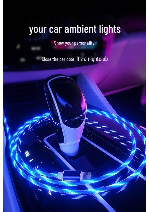 Luminous Metal Data Cable for Apple/Android Type-C, Smart Power-Off, 2.4A Fast Charging Android