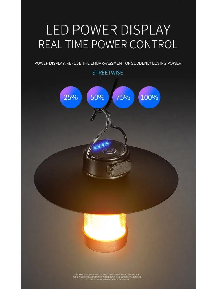 LED Camping Tent Lights Magnet Emergency Light Type-c Charging Camping Lantern Dimmable Hanging Lights for Outdoor Travel