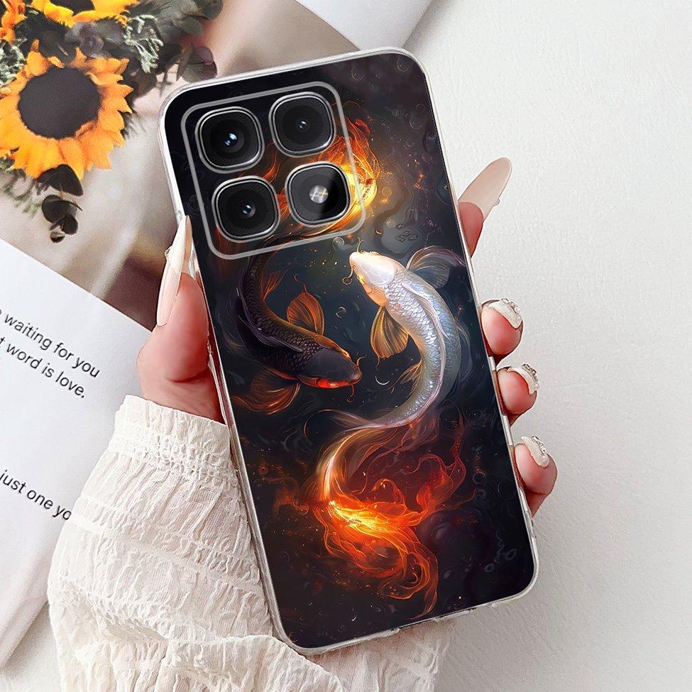 Clear For Xiaomi 14T Case Cover Luxury Cute Cat Fashion Flowers Funny Cool Painted Soft Phone Case 2406APNFAG