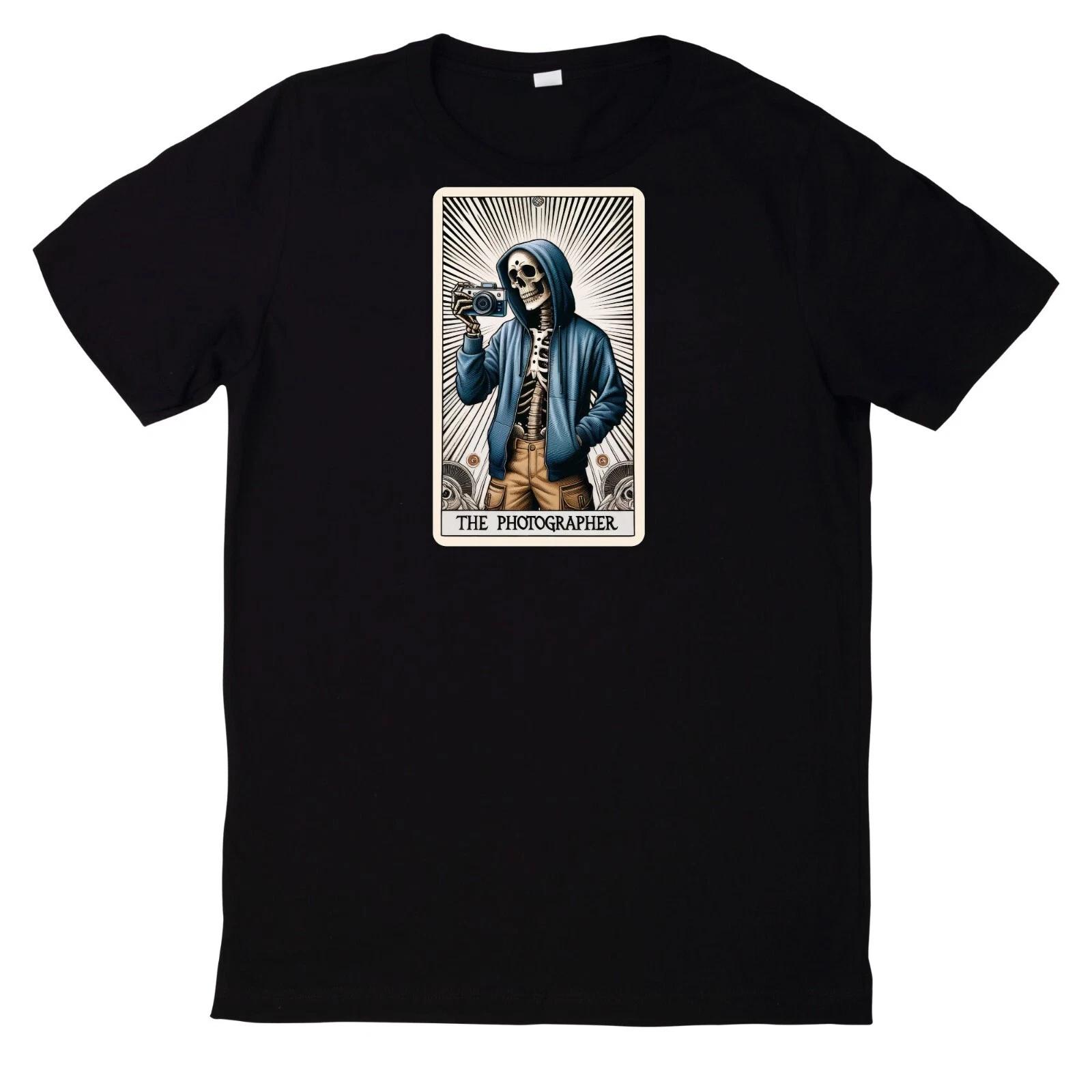 T-Shirt Lustiges Fotograf Skelett Tarot Karte Motiv XS