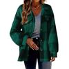 Damen WendeKragen Langarm Jacke Lockerer Sitz Kariert Fleece Shacket Knopfleiste Flanell Mantel