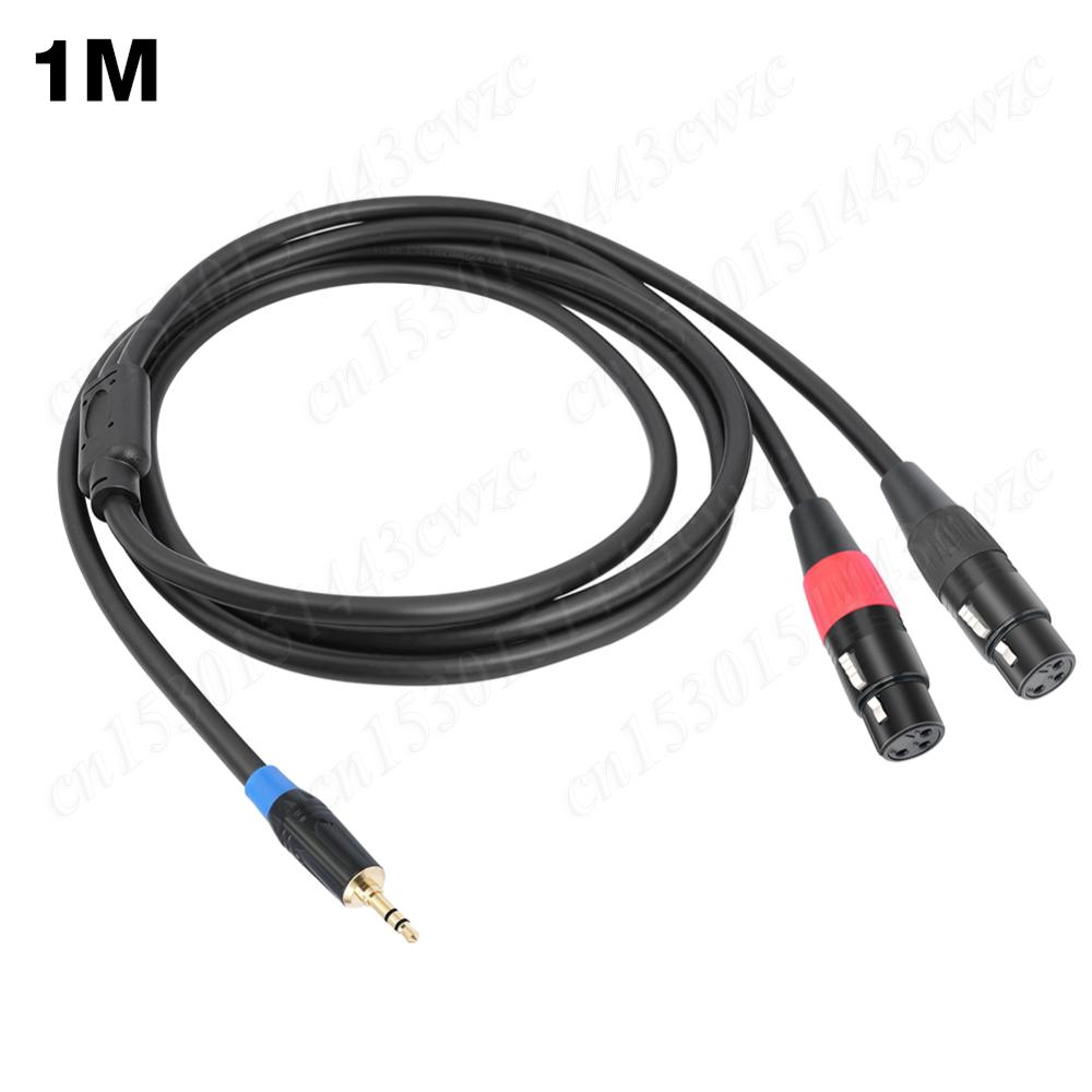 3.5mm To Dual Female XLR Y-Splitter Cable Male To Female 3.5mm To Dual XLR Breakout Y Splitter Cable Gold-Plated Plug