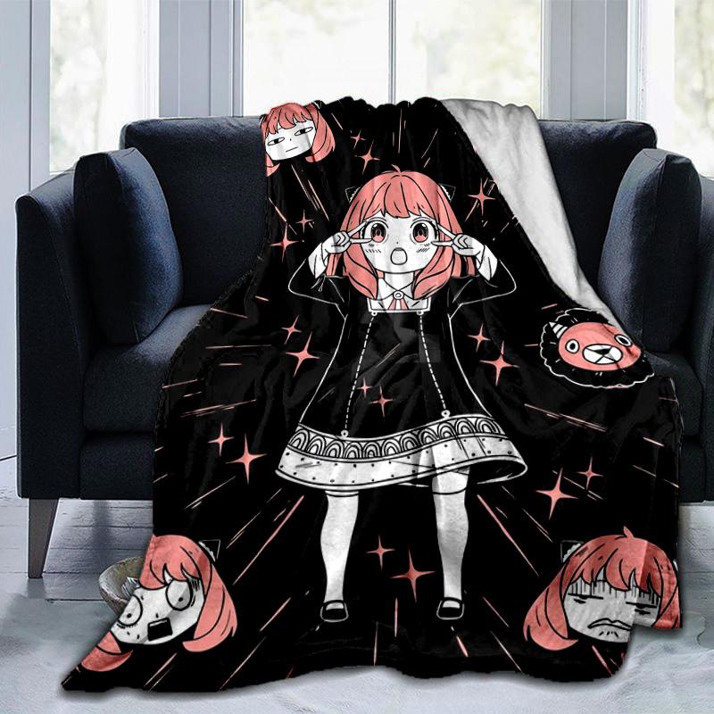 1Pc Anya Spy x Family Anyaforger Pink Hair Anime Character Soft Flannel Blanket Vibrant Mixed Colors All Season Cozy Throw For Fans