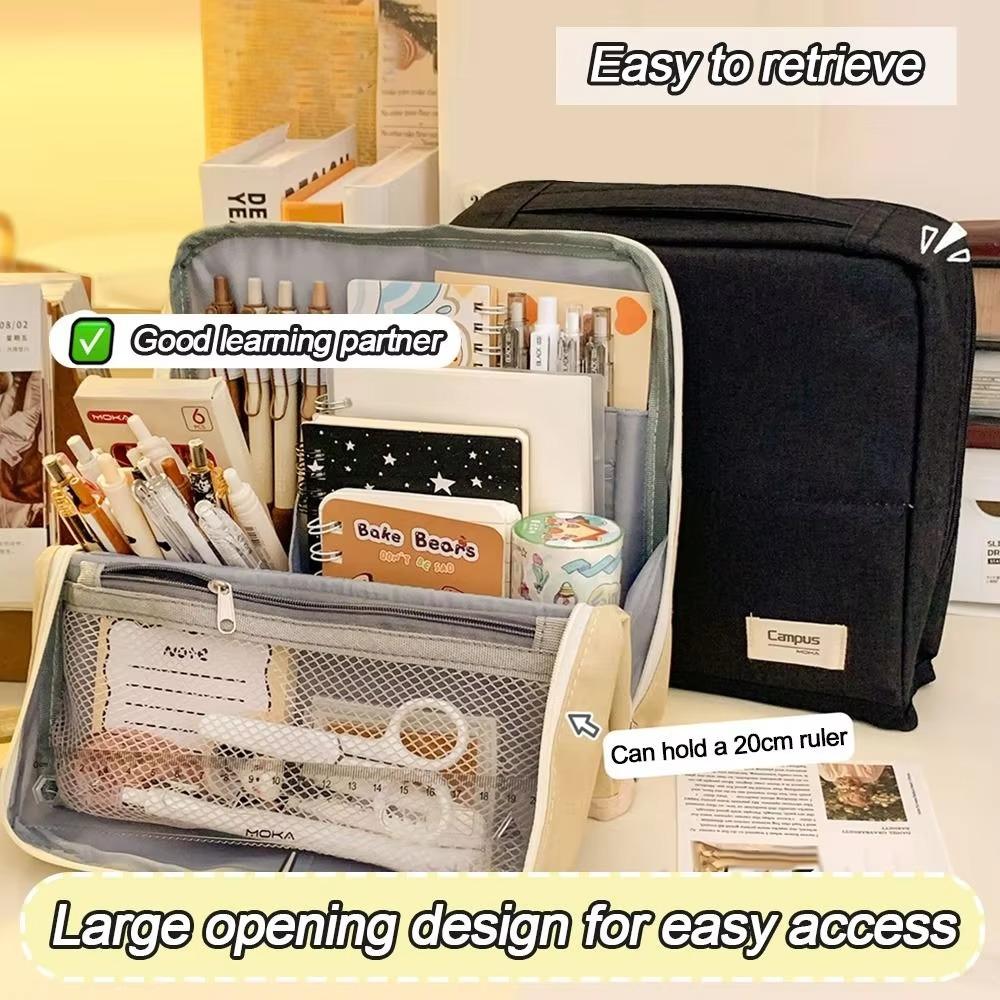 Multi-layer Pen Bag Standable Stationery Bag Multifunctional Stationery Organizer  Student