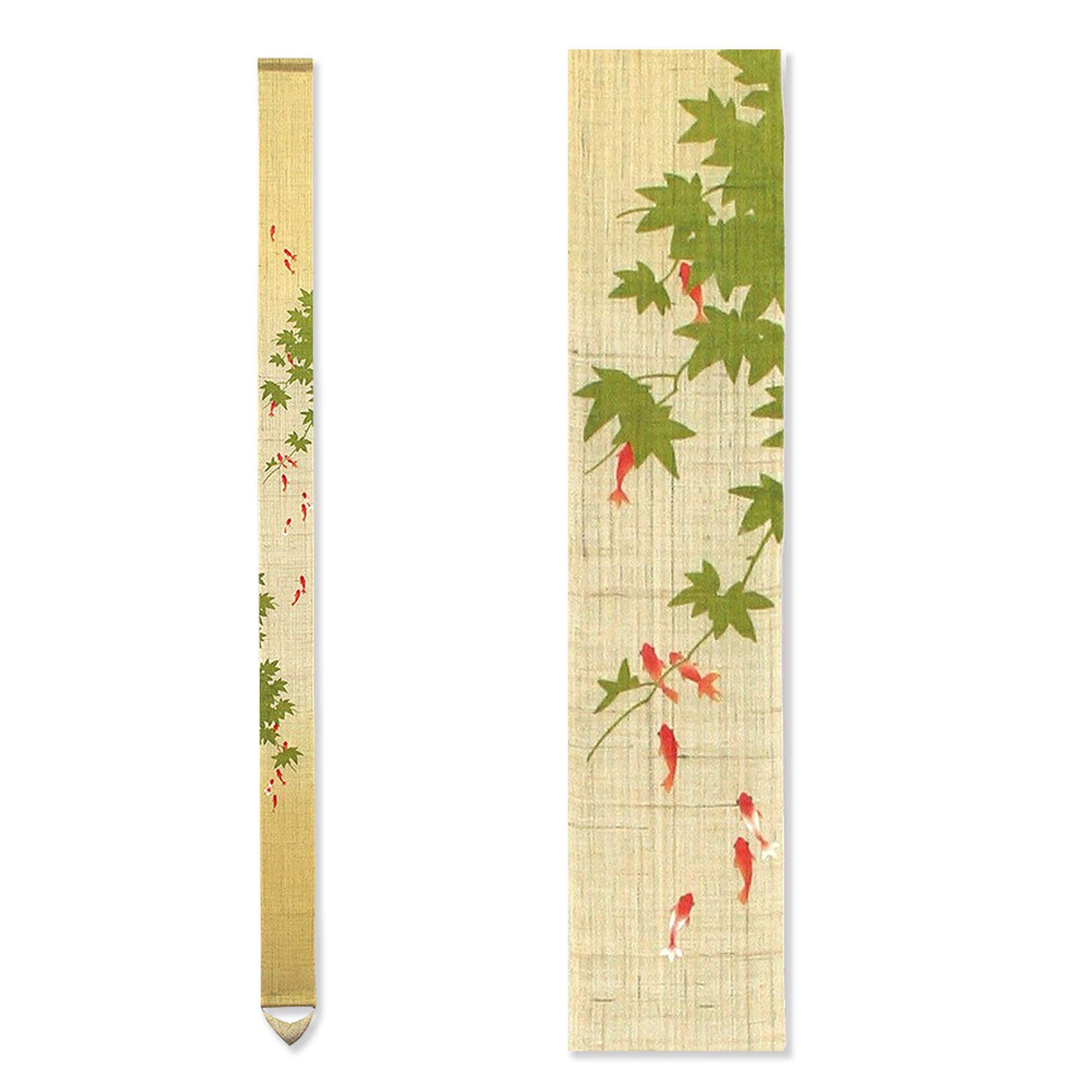 narrow tapestry featuring goldfish and maple leaves Hand-painted
