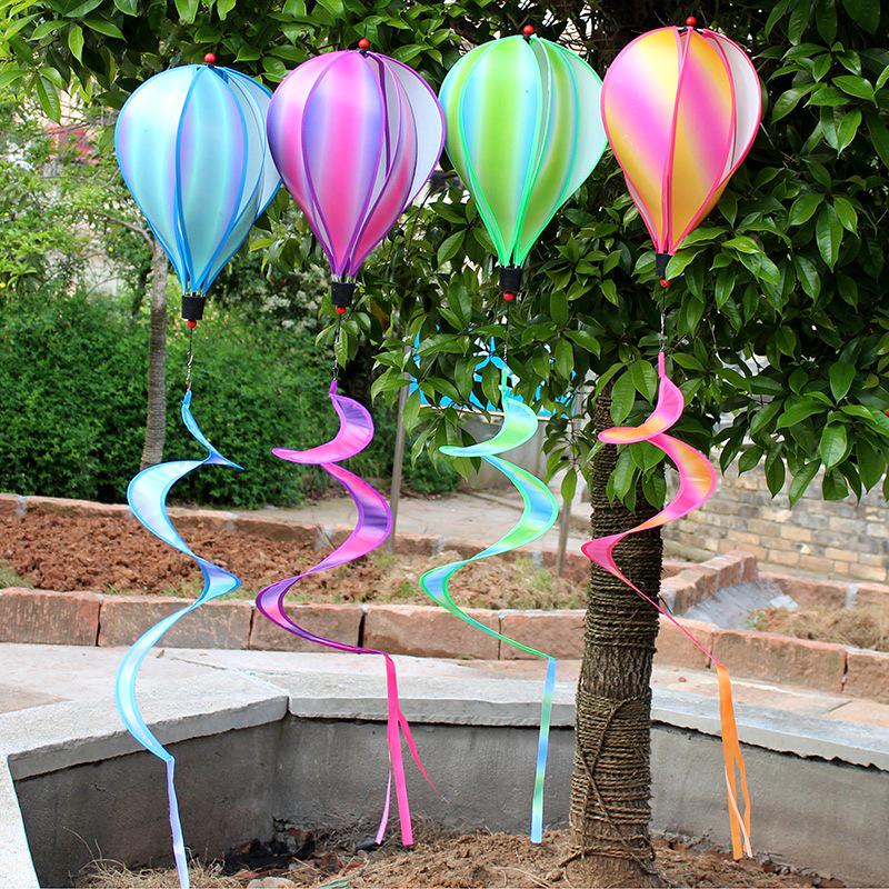 Rainbow Hot Air Balloon Garden Wind Spinner Ornament