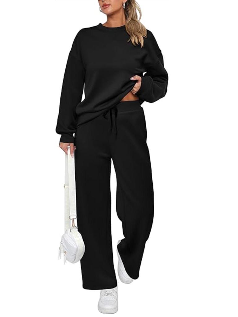 2025 Women's Two-Piece Knit Set: Long-Sleeve Top & Wide-Leg Pants