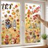 Removable Maple Leaf Decals 9 Sheets Fall Woodland Animals Window Clings, Autumn Pumpkin Scene Layout Supplies Squirrel Fox Rabbit Glass Sticker, Anti