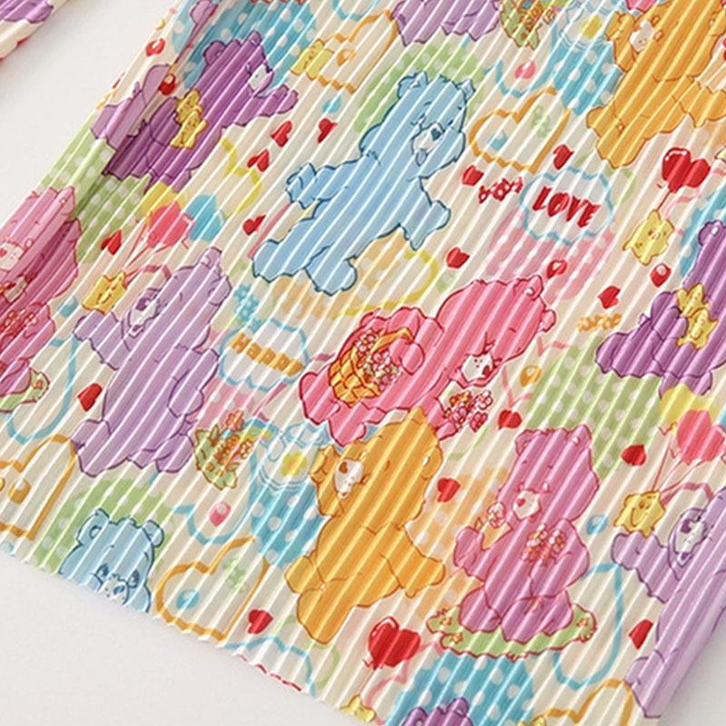 Pleated High-Waist Cartoon Print Summer Pants - Women's Loose Fit, Colorful Casual Style