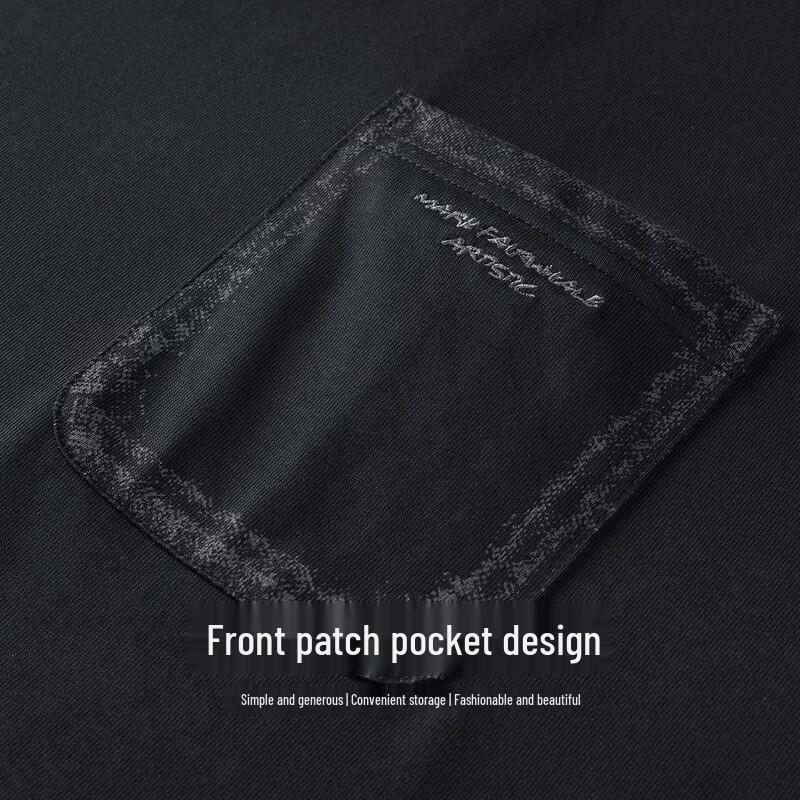 MARK FAIRWHALE Men's Pocket Design Embroidered Crew Neck T-Shirt