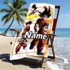 Custom Name Personalized Anime Print Beach Towel, for Trip Camping Beach Party Home Decor, Birthday Gift for Family & Friends