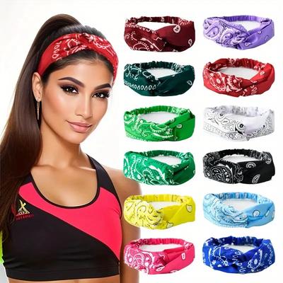 12 nœuds floraux de noix de cajou, bandeau élastique de mode pour cheveux, bandeau absorbant la transpiration pour femmes, exercice quotidien, Yoga, extérieur
