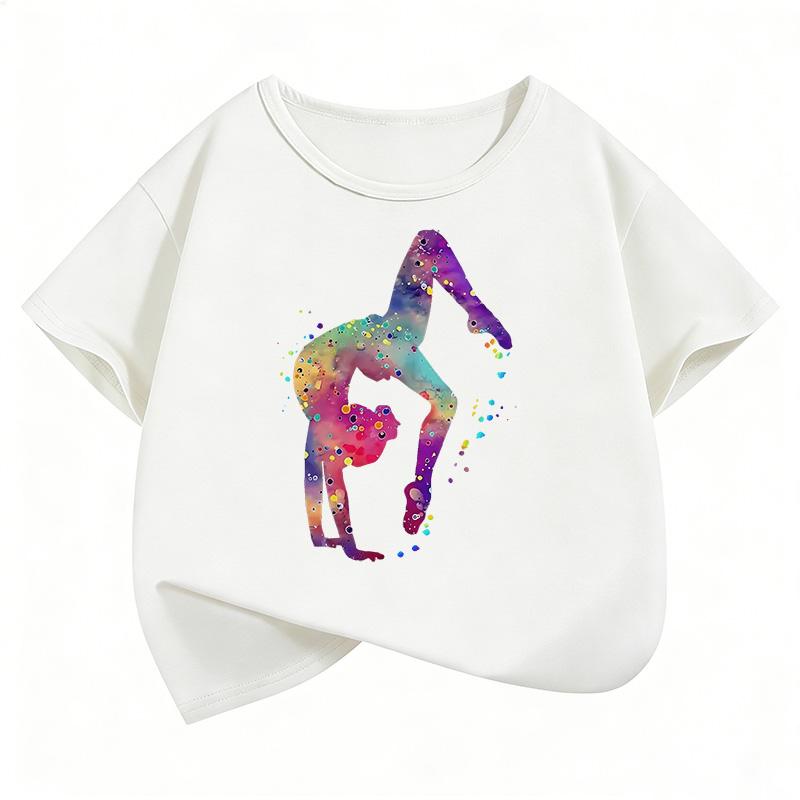 Funny Dance Girl Design Printed T Shirts Short Sleeve Fashion Kids Childrens Tshirt Girls Summer Spring Casual Top Tee