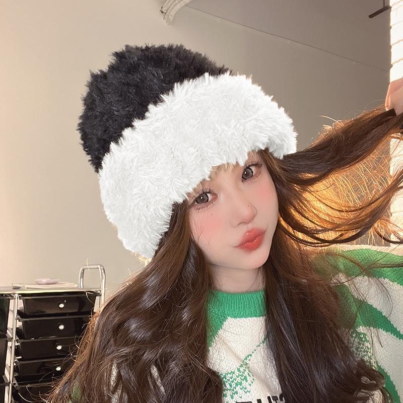 Cappello di Lana Carino con Orecchie d'Orso Giapponese per Donna in Autunno e Inverno Nuovo Caldo Cappello a Maglia che Mostra il Viso Protezione per Collo e Orecchie Cappello