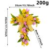 Artificial Flower Wreath Garland Hanger Easter Cross Wreath Tulip Door Wreath for Festival Front Door Indoor Window Housewarming