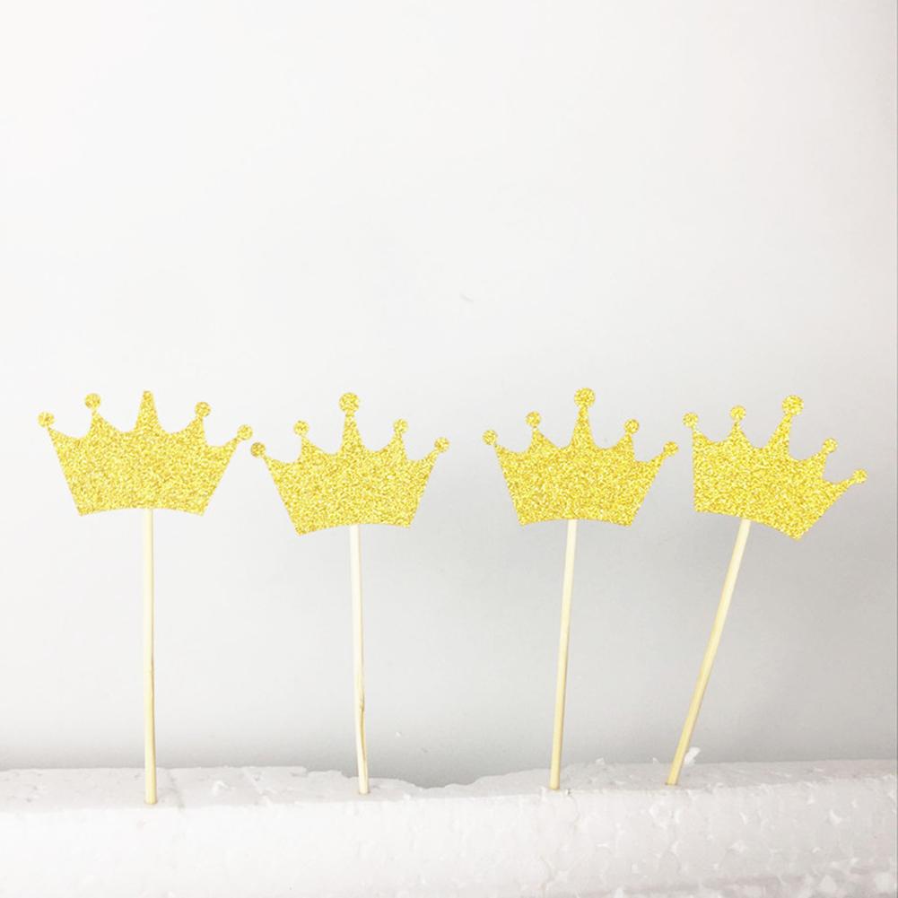 10Pcs Glitter Crown Cake Topper Wedding Birthday Party Decoration