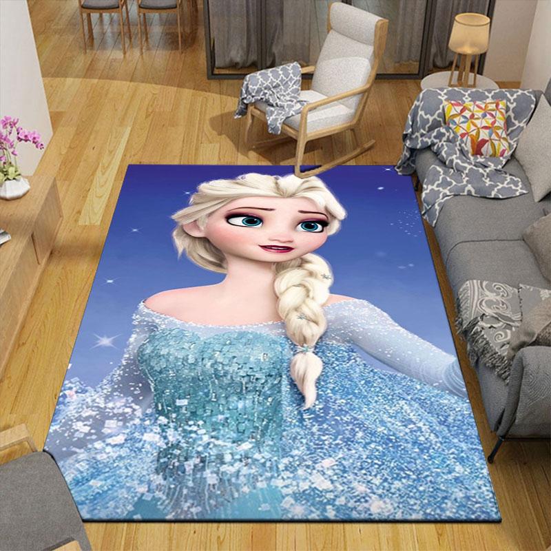 Frozen-themed floor protection rug, Elsa princess cartoon rug, suitable for room décor and as a gift.