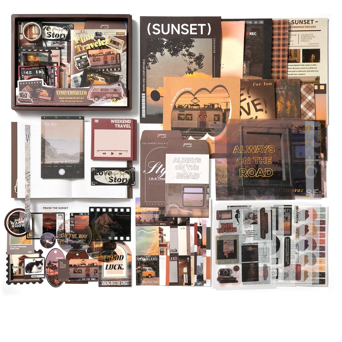 

116 шт./в коробке Набор для скрапбукинга Сделай сам Дневник Альбом Наклейки Материал Бумага Набор лент Студенческие канцелярские принадлежности Призы Подарочная коробка для джанк-журнала