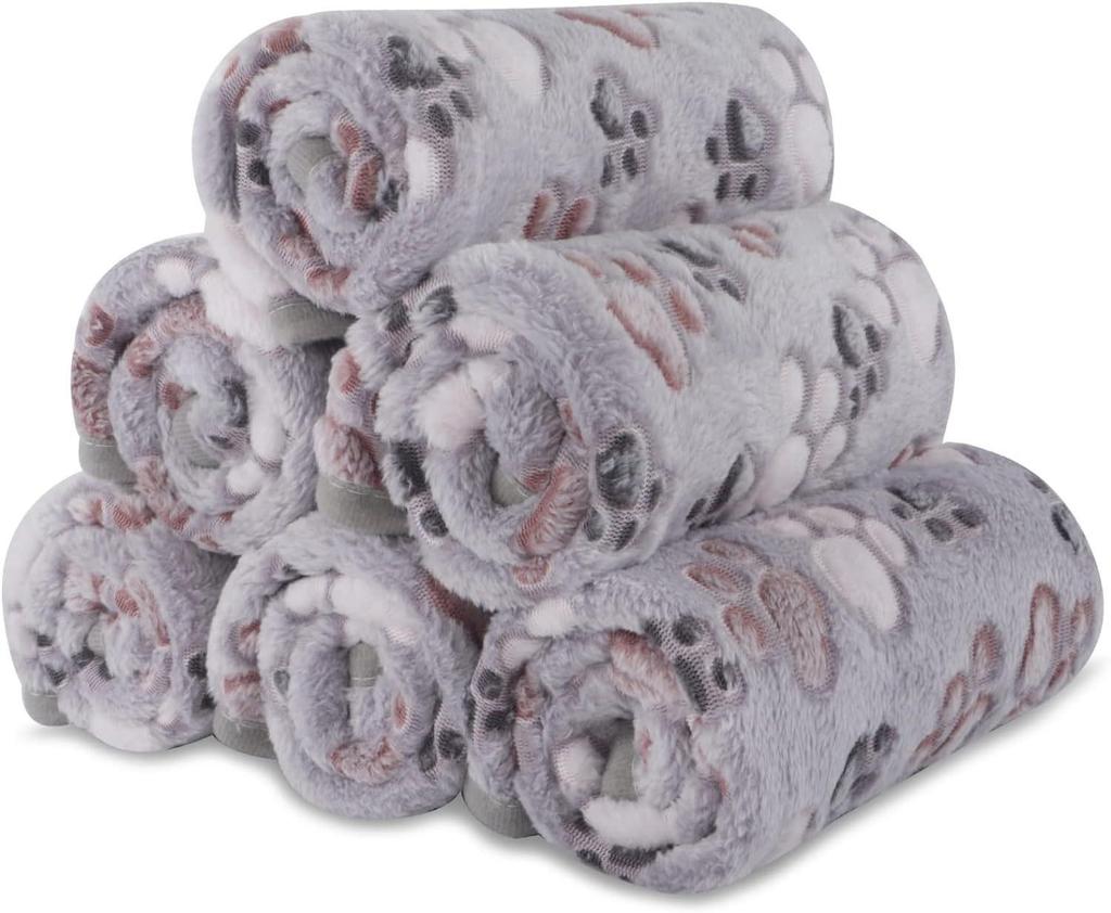 All-Season Coral Fleece Pet Blankets for Dogs & Cats, Paw Print Design, Available Now