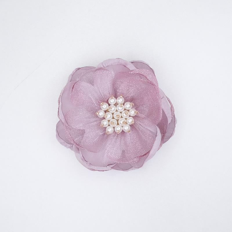 5Pcs 3D Beaded Center Chiffon Artificial Flowers for DIY Sewing Garment Patch Photo Prop Party Decoration