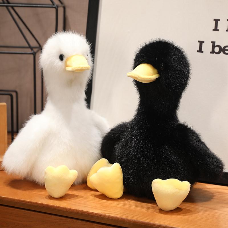 Simulation Yellow Duck Plush Toy White Pink Black Long Hair Duck Plush Doll for Boys and Girls To Accompany Sleeping Gift