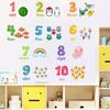 2Pcs/Set Number Wall Sticker Cartoon 1-10 Numbers Animal English Words Educational PVC Living Room Number Learning Wall Decal Kindergarten Supplies