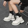Fashion Womens British Wind Fad Casual Boots No Slip Soft Bottom Height Increased Boots Womens Outdoor Rhubarb Tooling Boots Botas Mujer