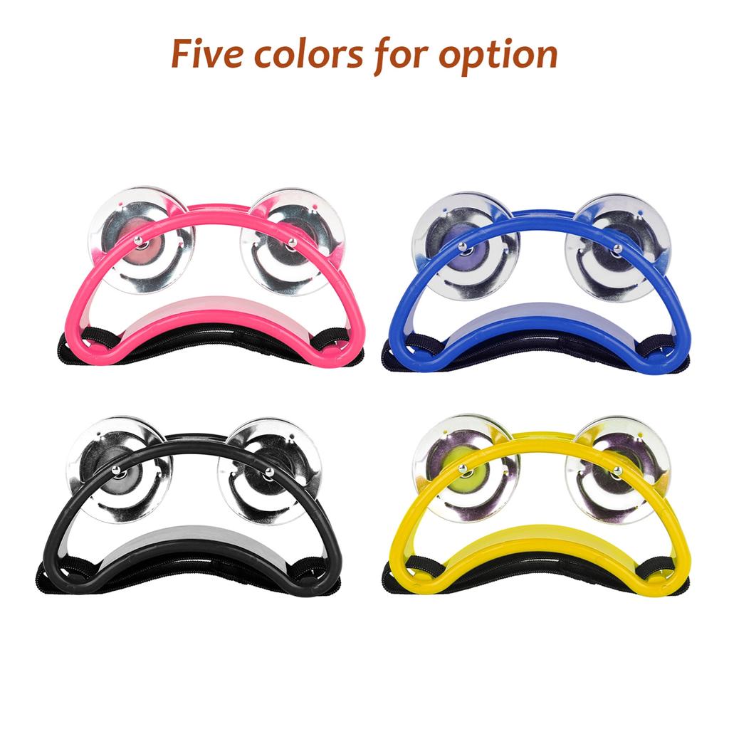 Percussion Foot Tambourine with 4 Pairs of Stainless Steel Jingles & Elastic Strap Percussion Musical Instrument for