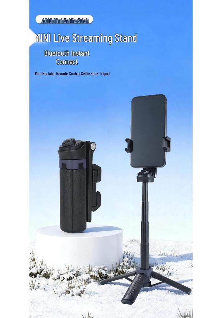 2026 Mini Portable Bluetooth Selfie Stick: 360° Rotating Universal Handheld for Live Broadcast