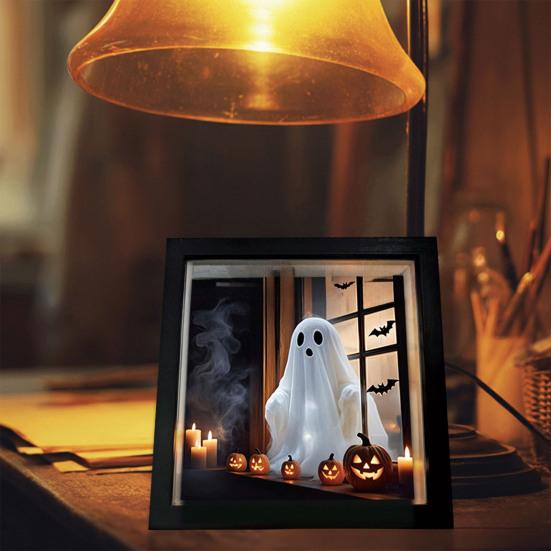 Halloween Duch Noční světlo Malování Fotorámeček 3D Plamen Hororová Panenka Svítící Album LED Stolní Dekorace Světlo do Ložnice