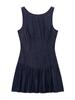 2026 Women's European & American Style Sleeveless Slimming Solid Color Denim Effect Short Dress