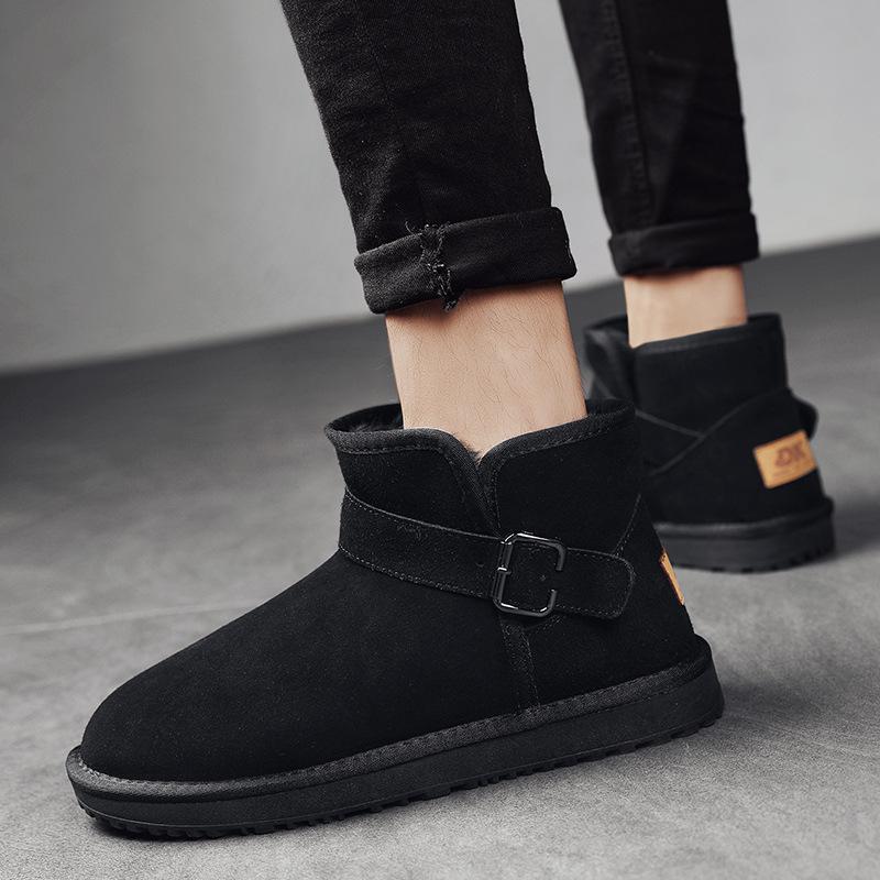 Men's High-top Snow Boots Winter New Leather Velvet Thickened Cold-proof and Warm Outdoor Snow Sports Men's Shoes