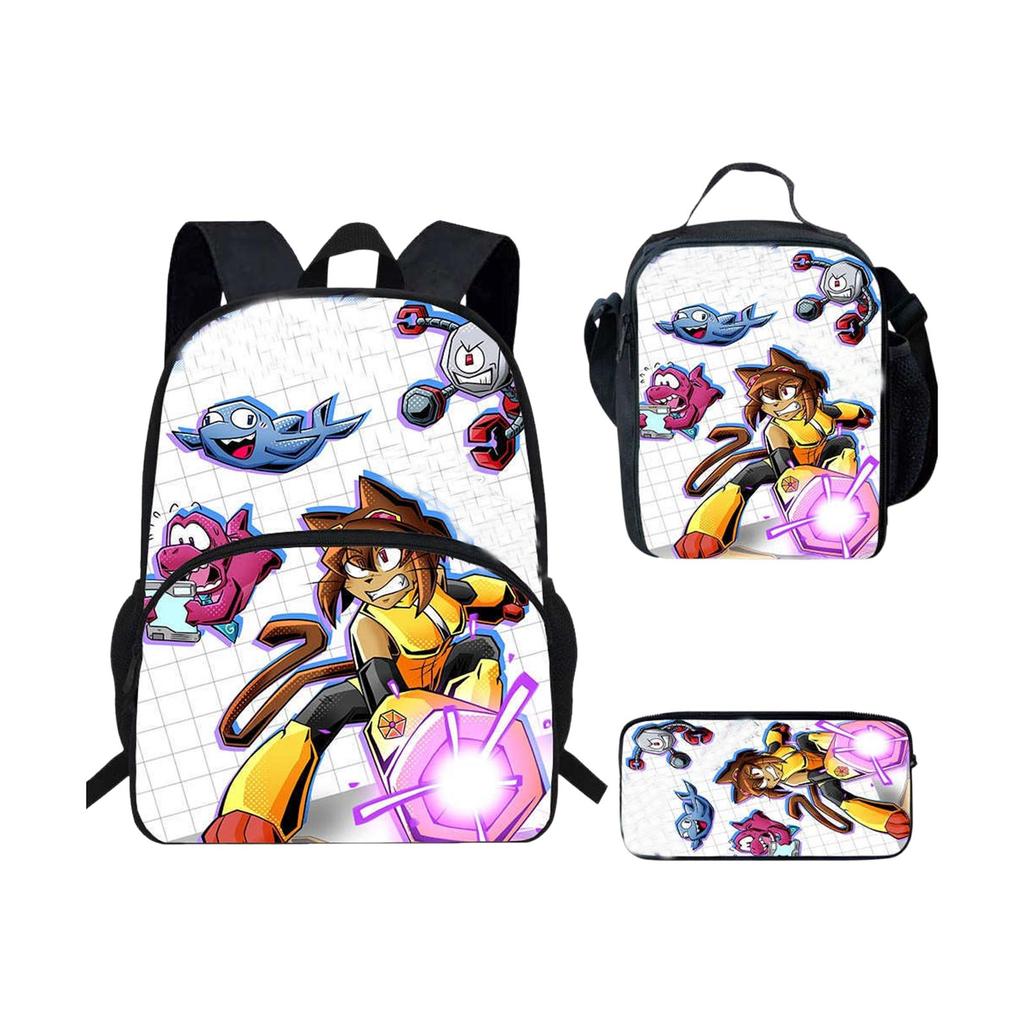 Student Backpack Lunch Bag Pencil Case Set Three Piece Lightweight Durable School Bag with Adjustable Straps and Multiple Compartments for Kids